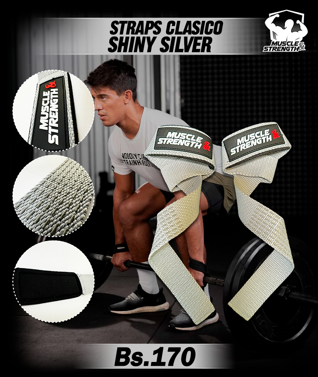Straps Clasicos - Gris - Muscle & Strength