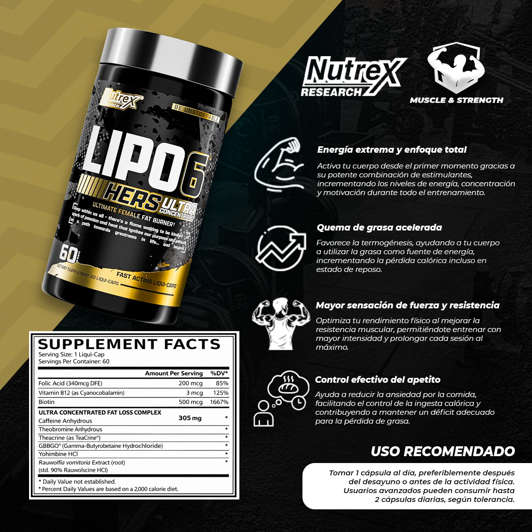 Lipo-6 Hers Ultra Concentrate - 60 Capsules - Nutrex Research