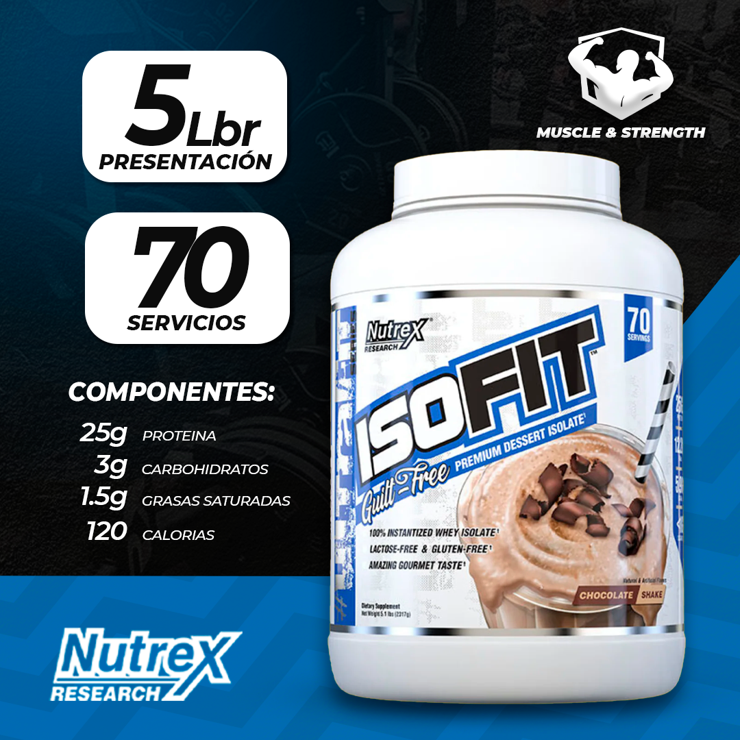 IsoFit 5lb Isolate Protein - Chocolate Shake - Nutrex Research