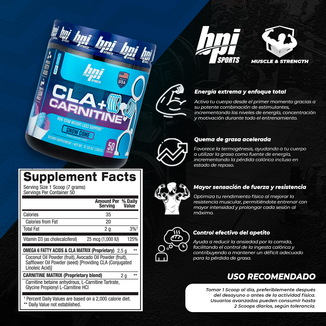 CLA + Carnitine - 50 Servings Rainbown Ince - BPI Sports