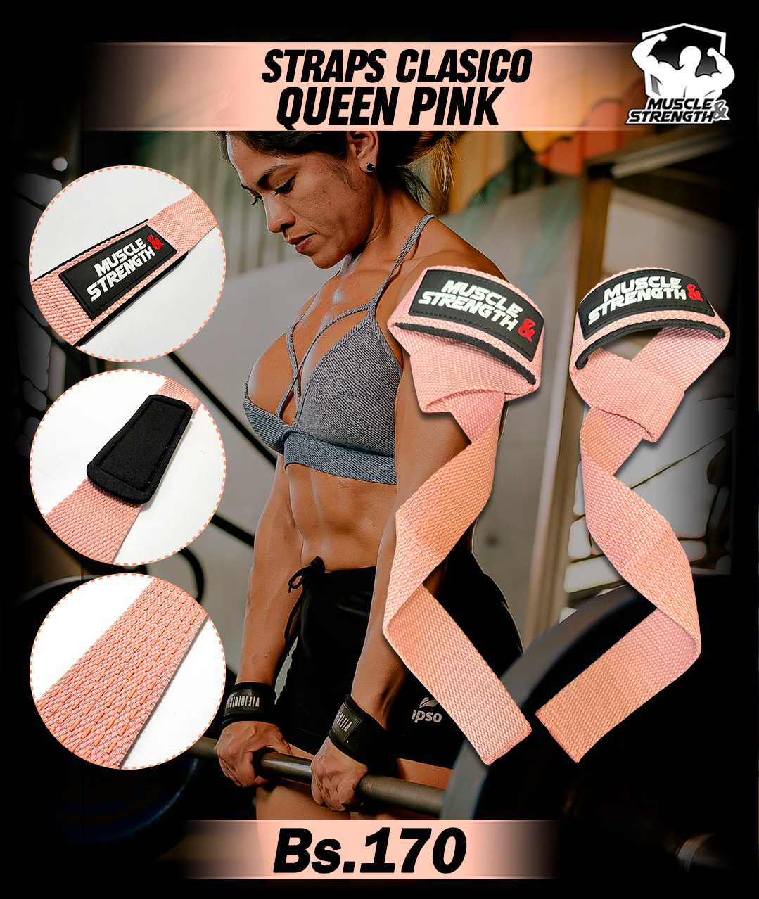 Straps Clasicos - Rosado - Muscle & Strength