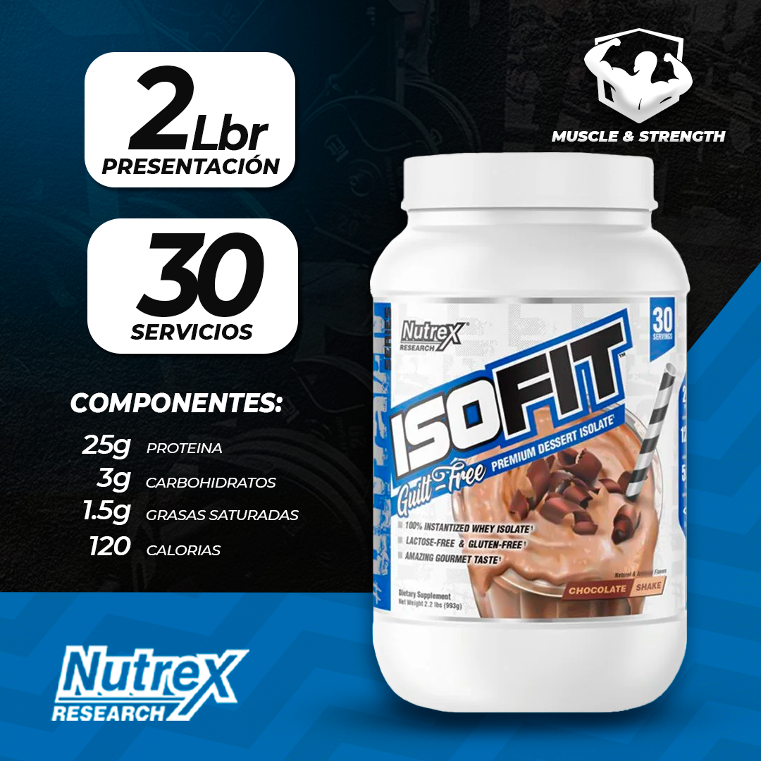 IsoFit 2lb Isolate Protein - Chocolate Shake - Nutrex Research