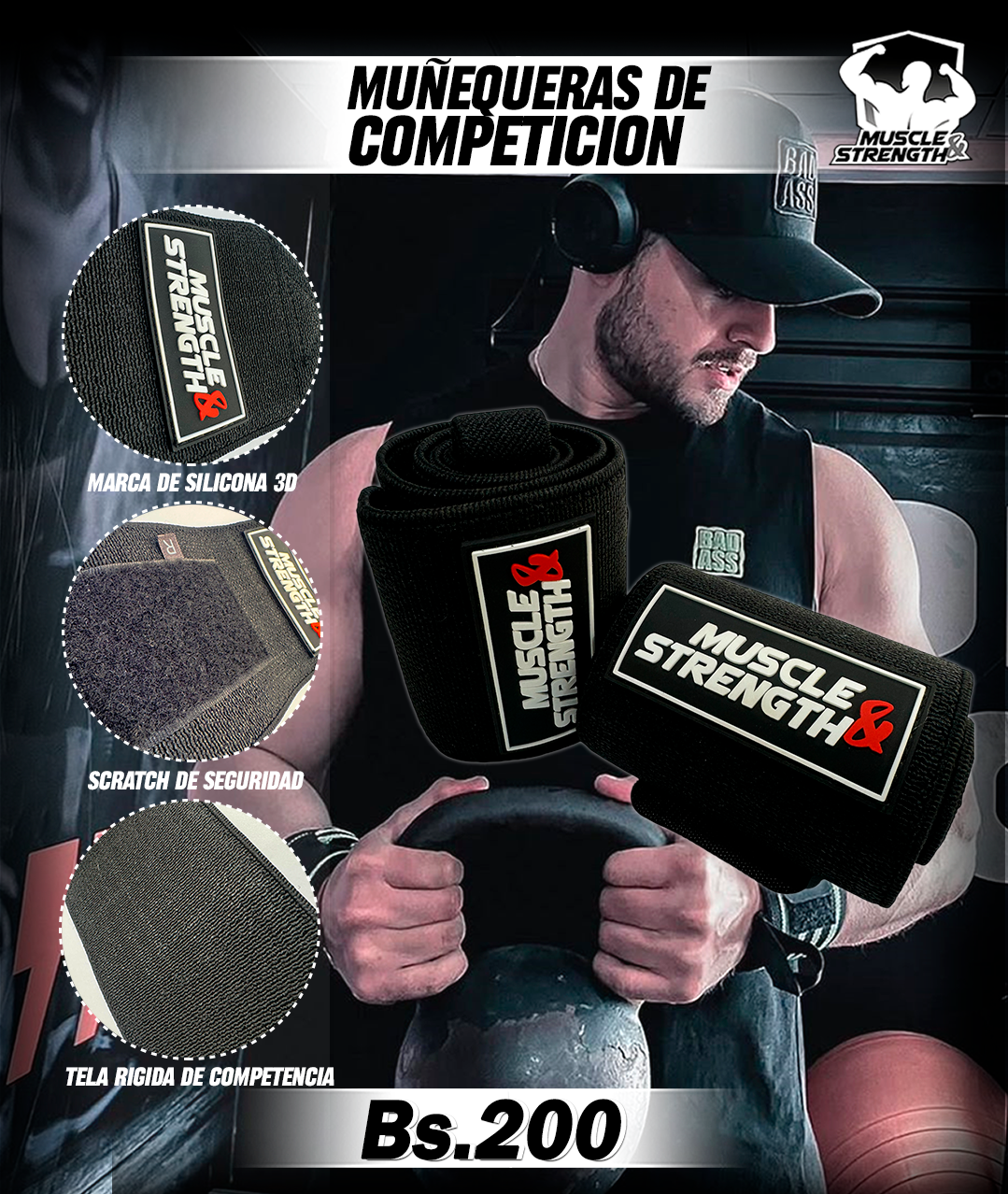 Muñequeras de Entrenamiento (Tela Dura-Calidad SBD) - Muscle & Strength