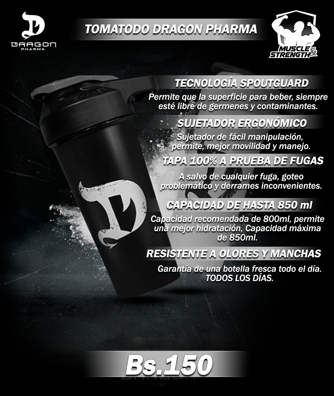 Tomatodo Smart - 850ml (Negro) - Dragon Pharma