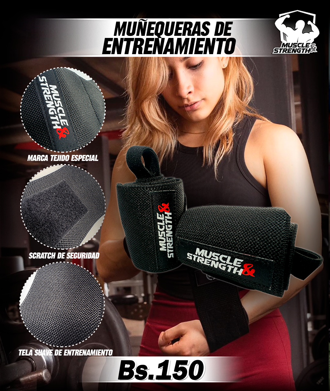 Muñequeras de Entrenamiento (Tela Blanda) - Muscle & Strength
