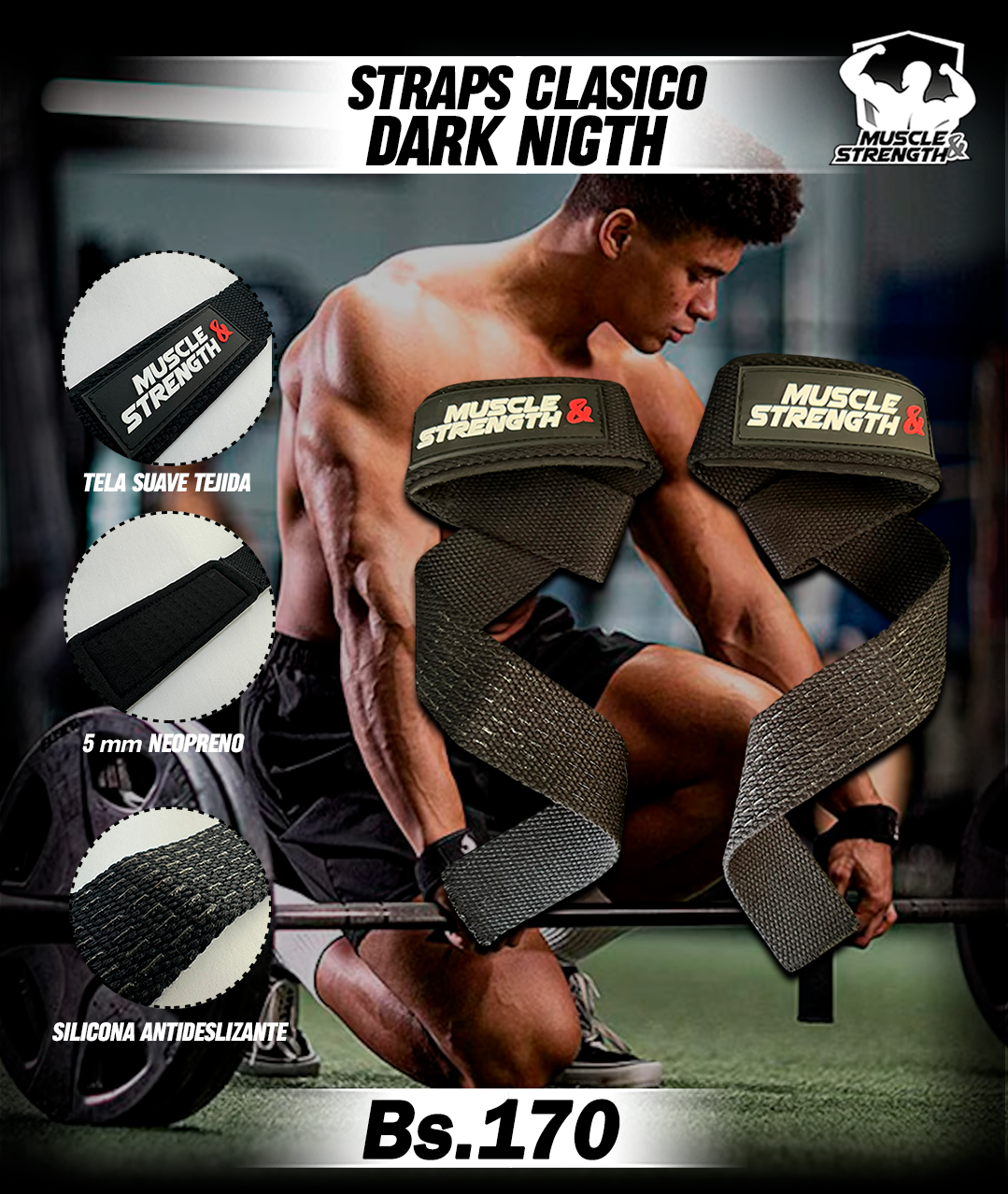 Straps Clasicos - Negro - Muscle & Strength