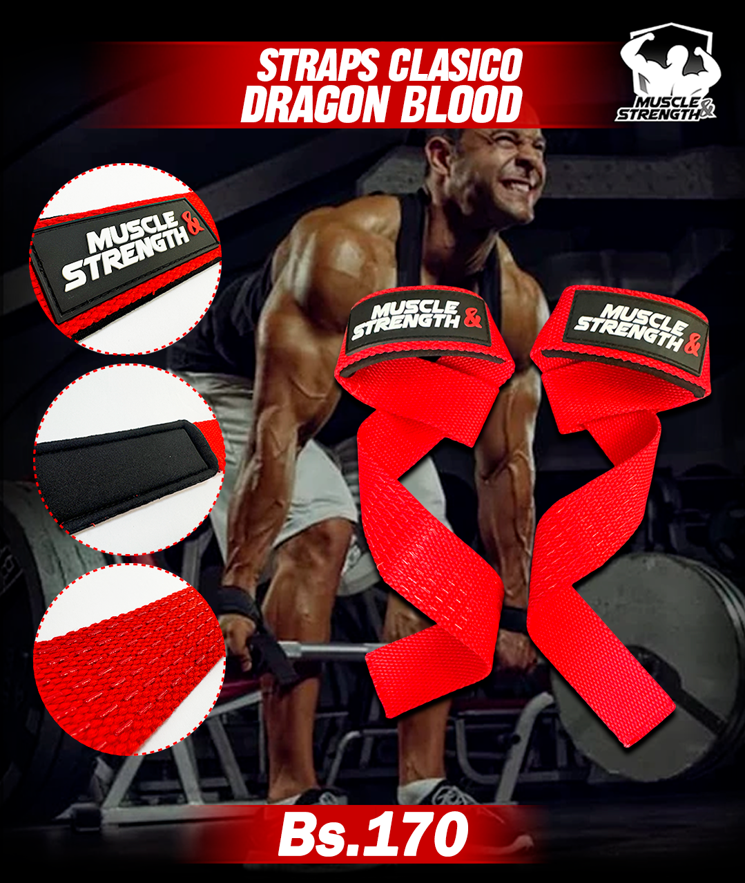 Straps Clasicos - Rojo - Muscle & Strength