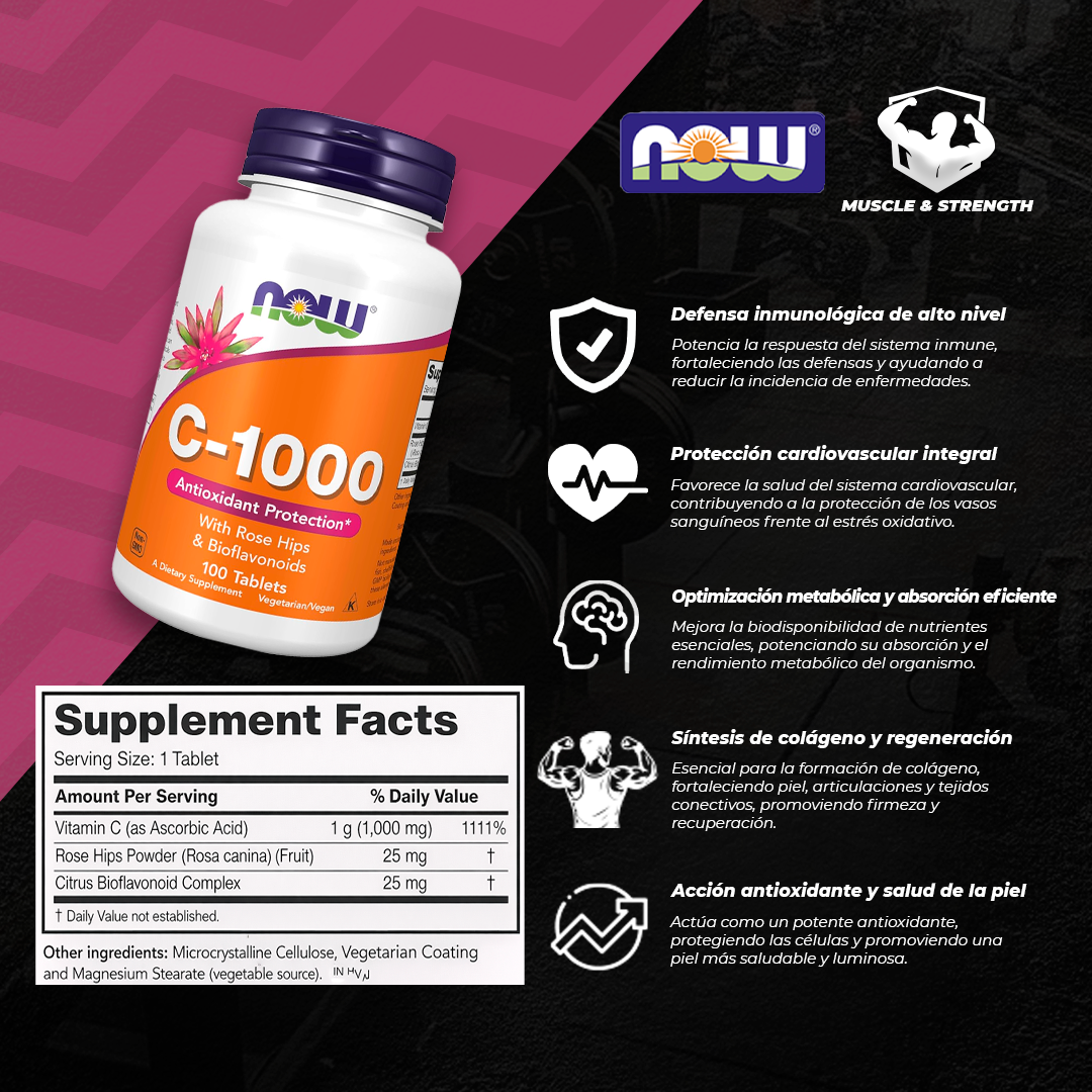 C-1000 w/100mg Bioflavonoids - 100 Vcaps